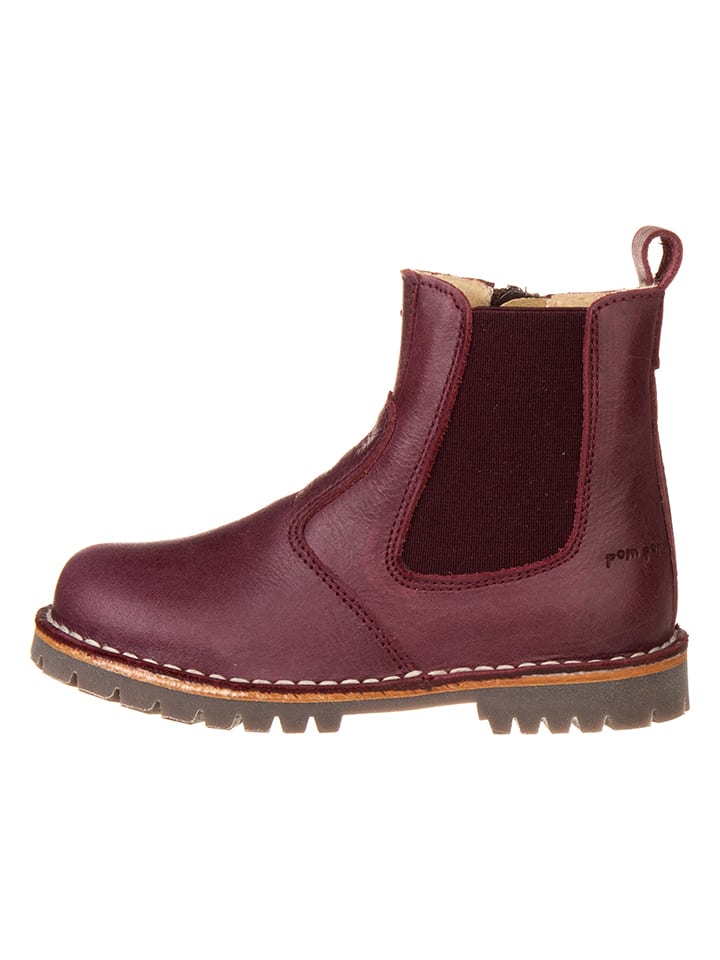 POM POM Leder-Chelsea-Boots in Bordeaux günstig kaufen