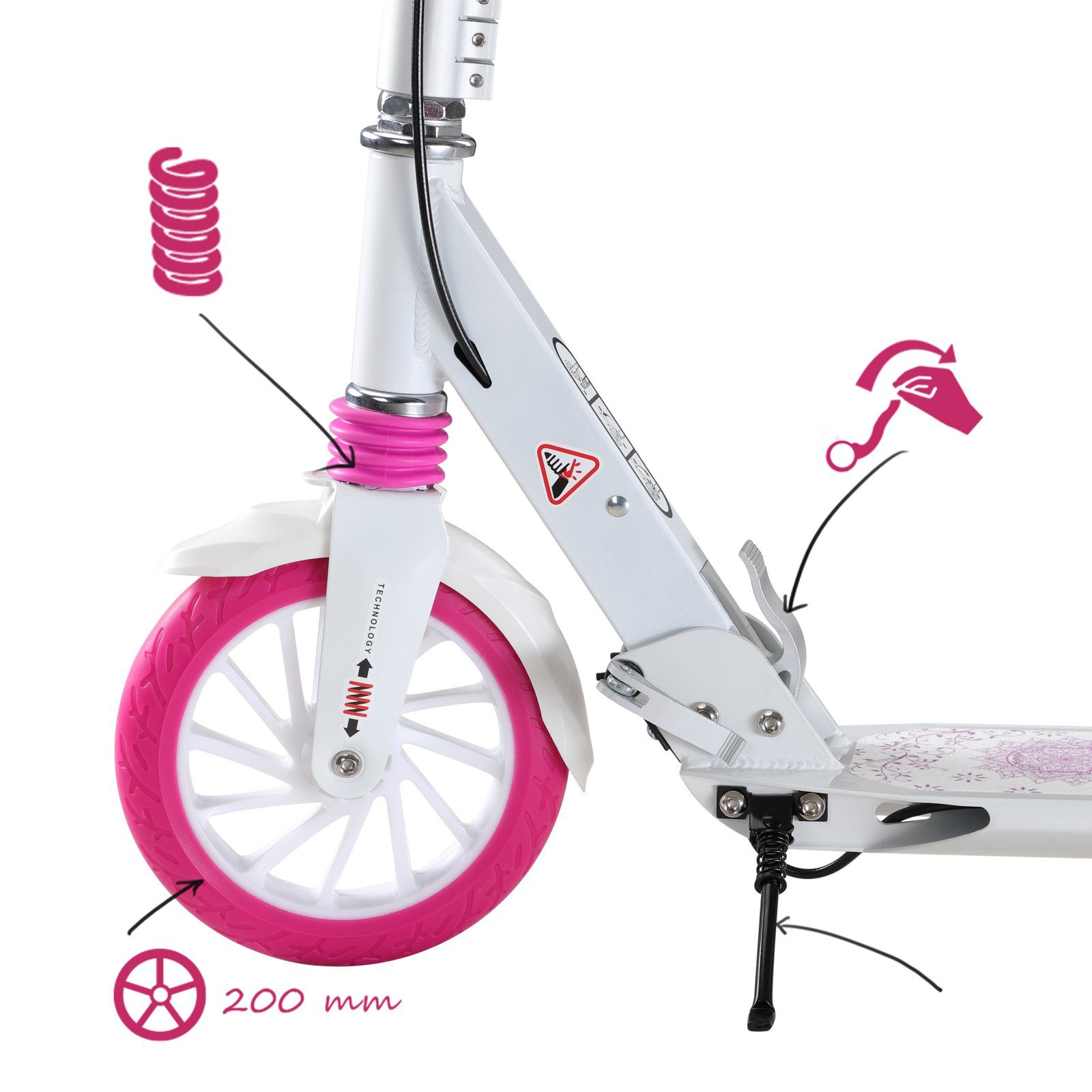 Spielwerk Stuntscooter Mandala, (1 tlg), klappbar ABEC 9 Höhenverstellbar Doppelfederung City Roller