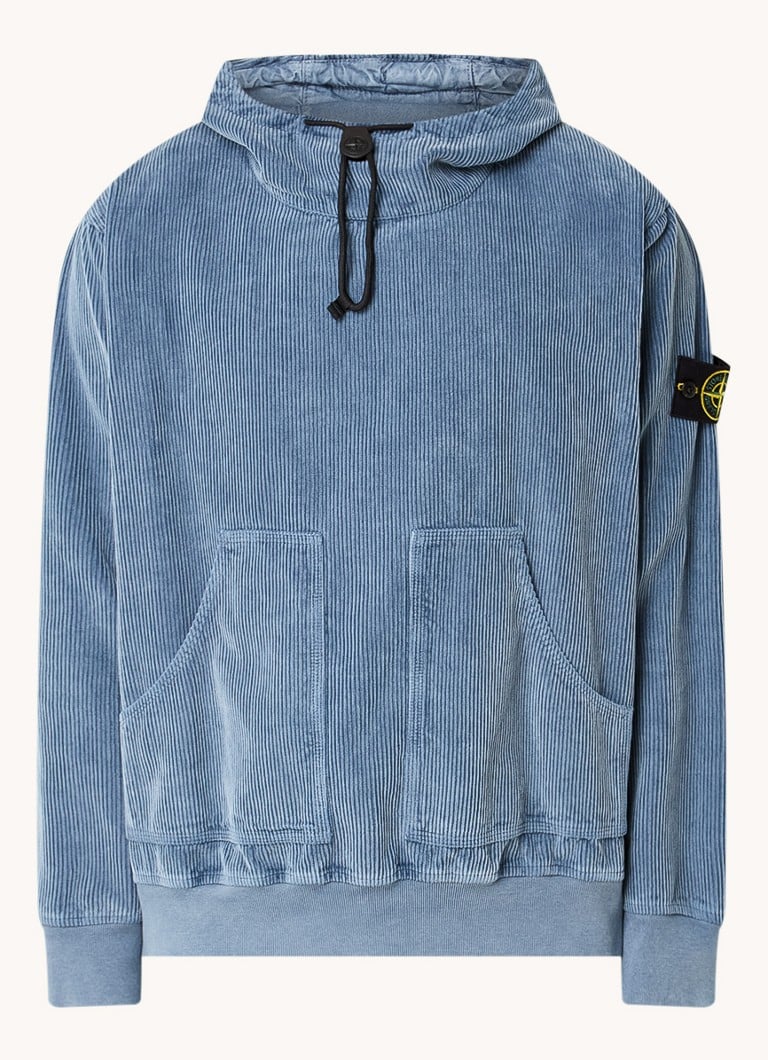 Stone Island E5FC3 Corduroy Hoodie with Logo