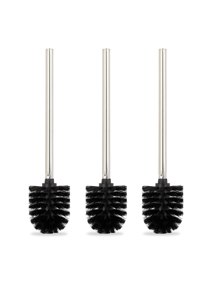 relaxdays 3x Toilettenbürste in Schwarz/ Silber - (H)35 x Ø 8 cm günstig kaufen onesize