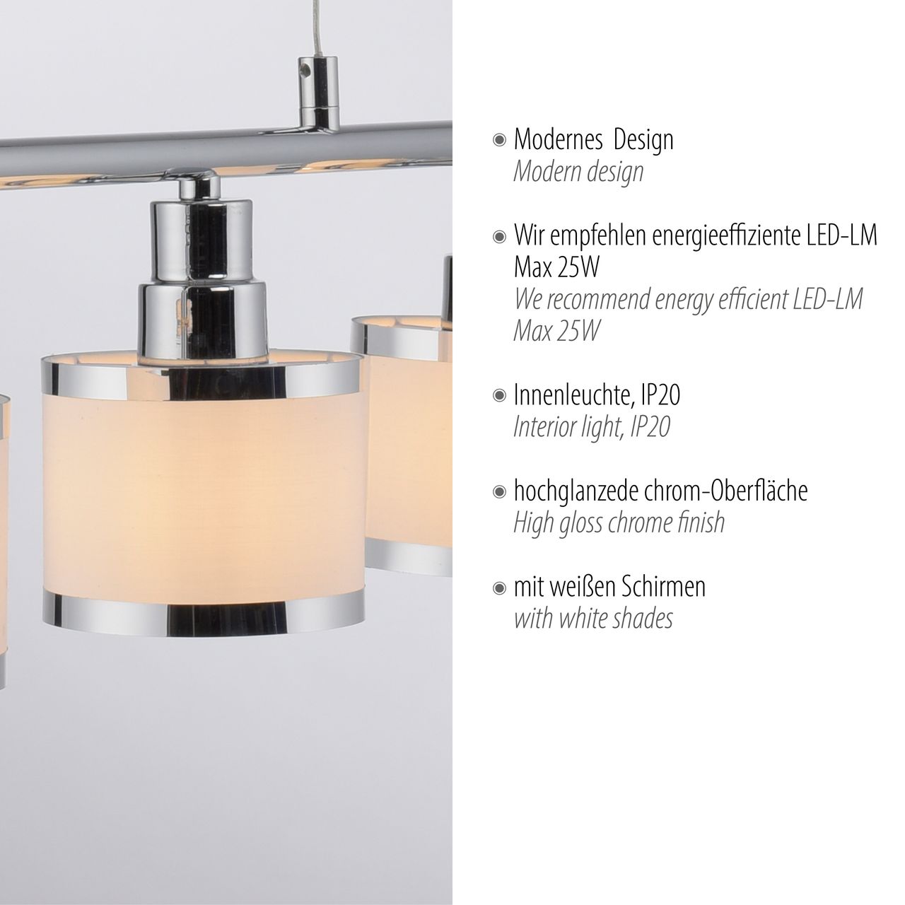 JUST LIGHT LeuchtenDirekt Pendelleuchte ACCOR,  5xE14 max. 25 W, Innenleuchte, IP20