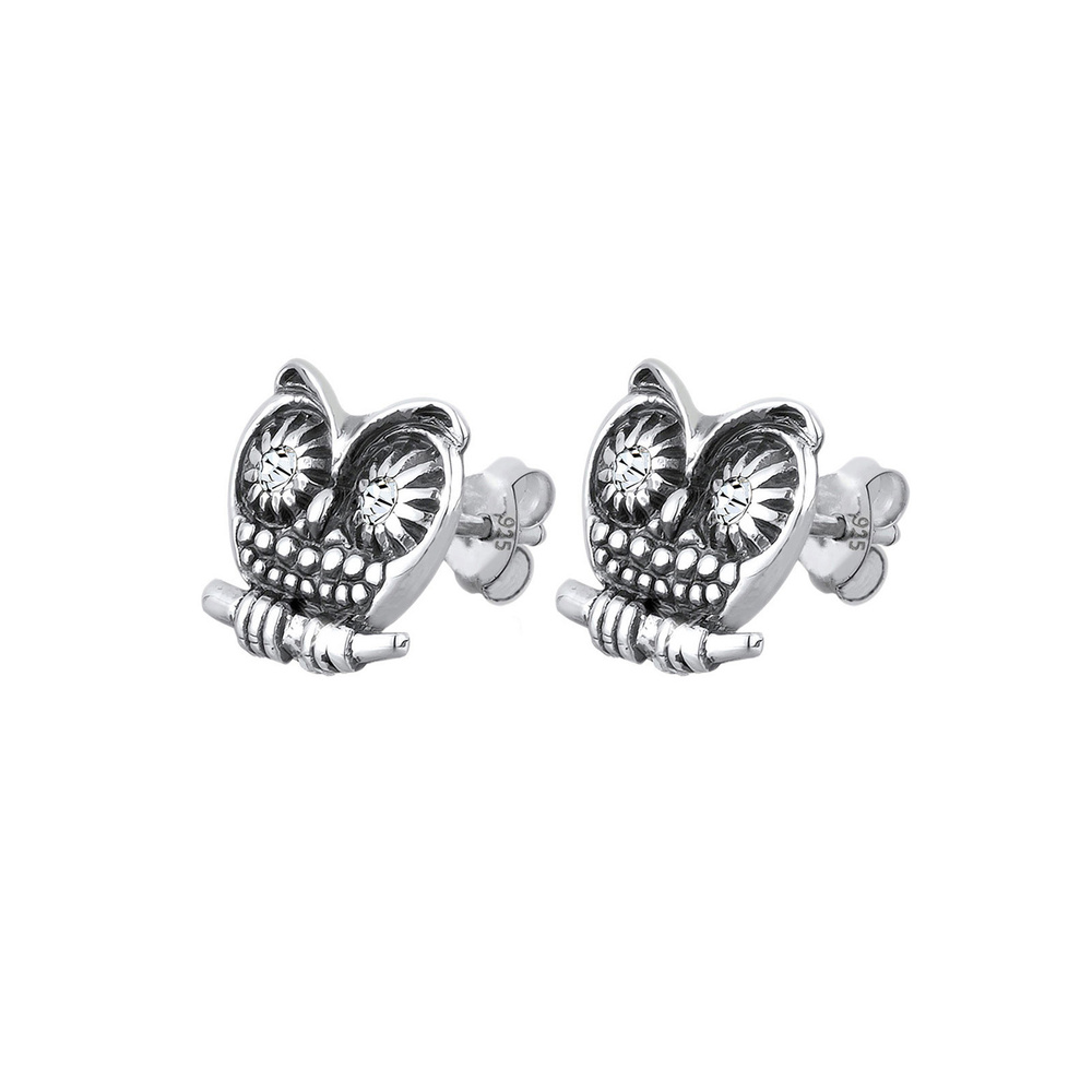 Elli Elli Boucles d'Oreilles Eule Tier Tracht Kristalle Boucles d'oreilles