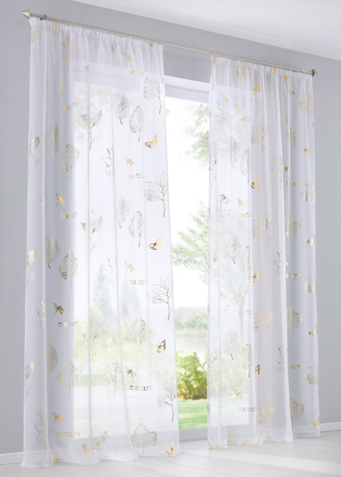Transparente Gardine mit Glanz Druck (1er Pack)