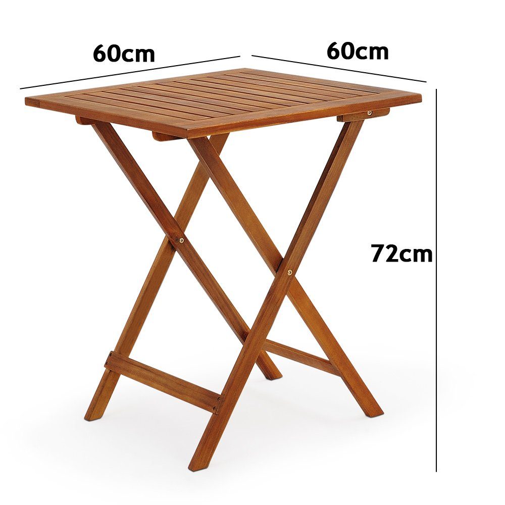 Casaria Balkonset Casaria, 3-Tlg Holz Klappbar Wetterfest 160kg Belastbarkeit Akazie 2 Personen