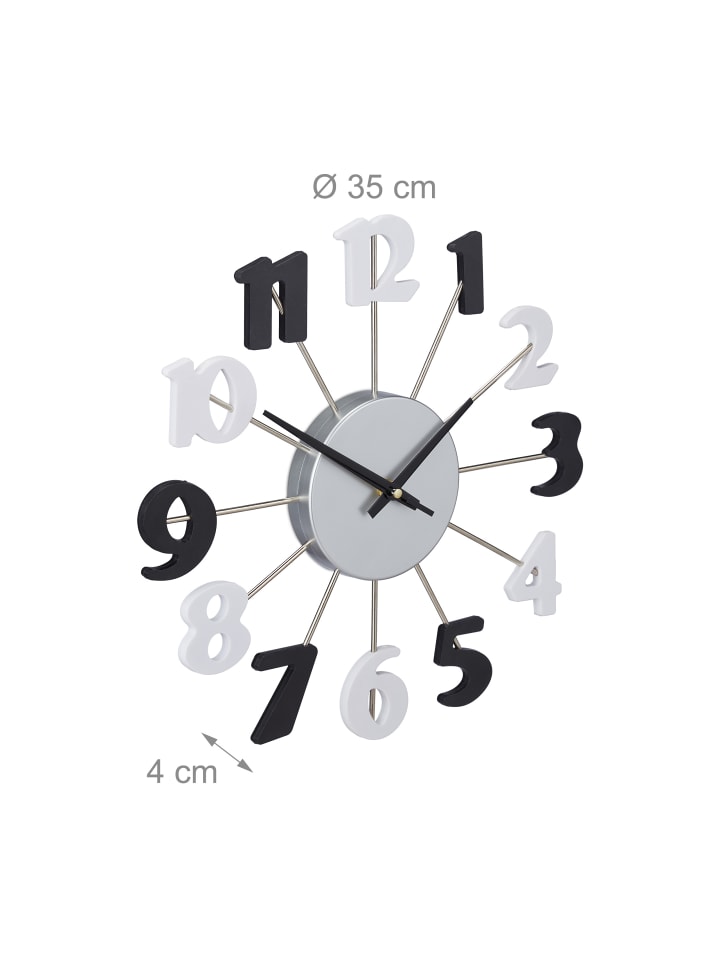 relaxdays Wanduhr in Schwarz/Weiß günstig kaufen onesize