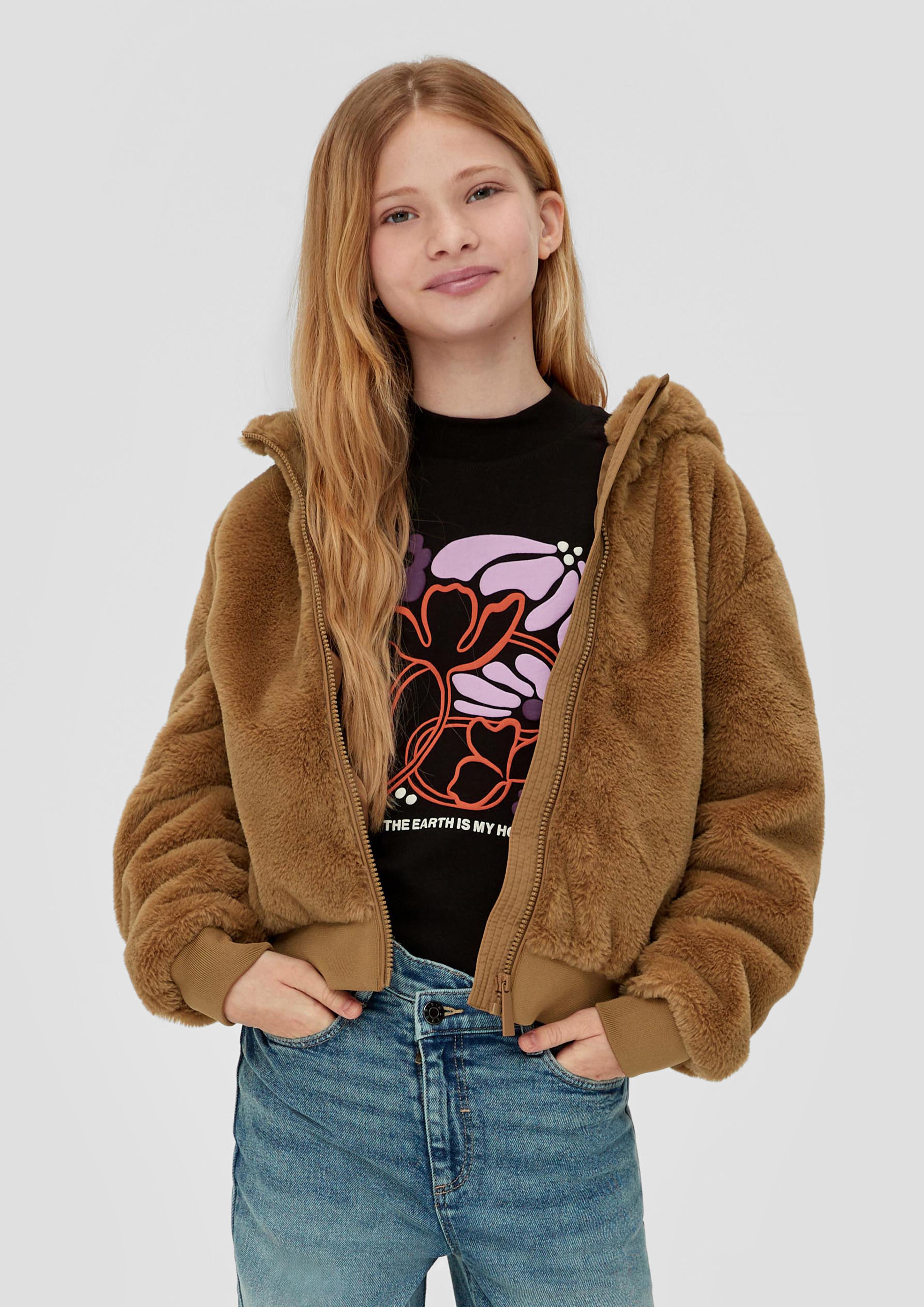 Kapuzenjacke aus Teddyplüsch  2138403-8469