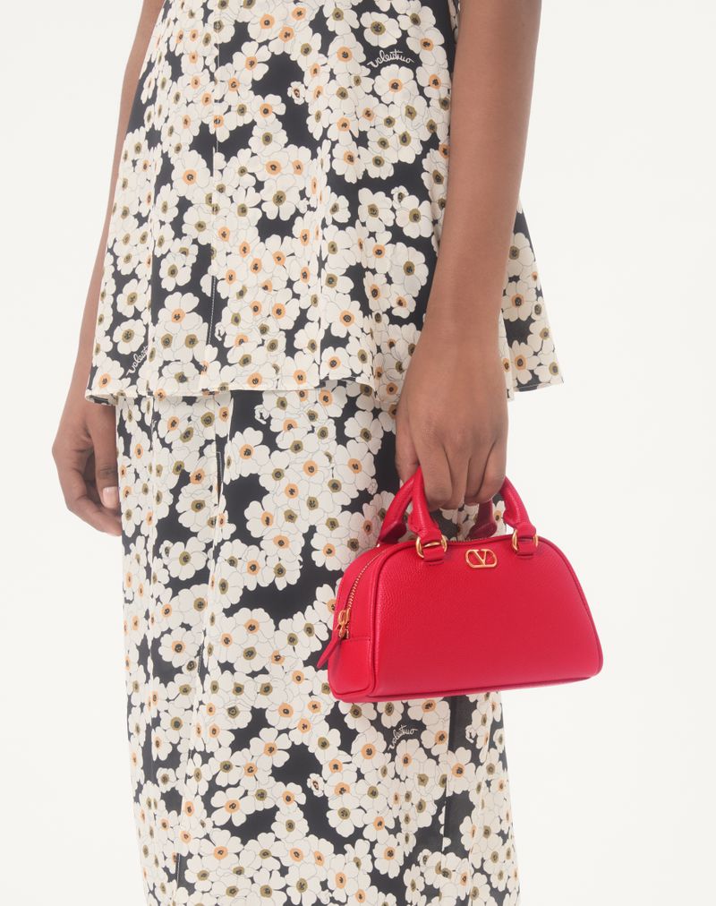 Bolsa tipo mochila Mini VLogo Signature em couro de bezerro granulado