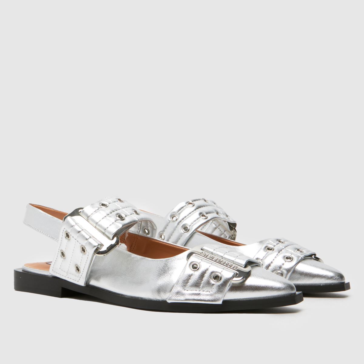 Steve Madden – Grand Ave – Silverfärgade platta skor med spänne