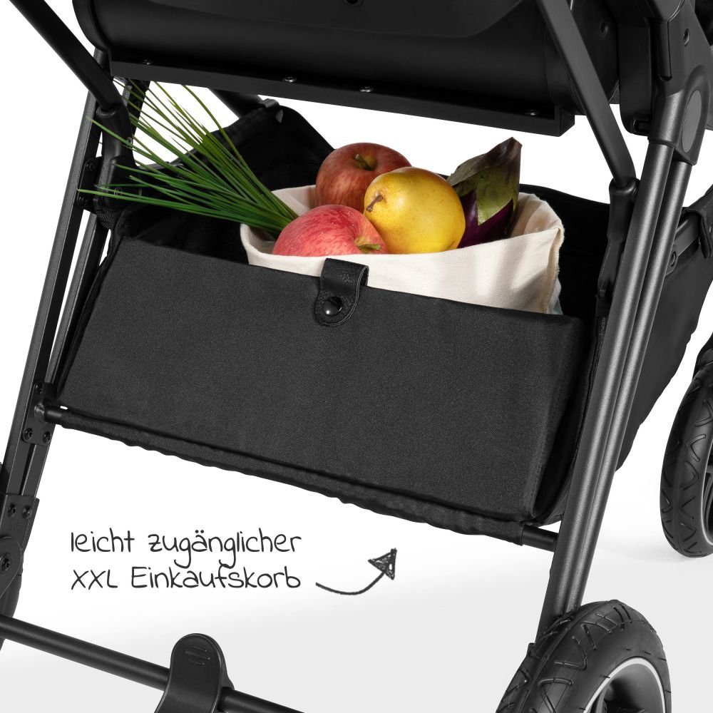 Hauck Kombi-Kinderwagen Vision X Duoset Black - Melange Rose, (7-tlg), 2in1 Kinderwagen Buggy Set mit Babywanne, Sportsitz und Regenschutz