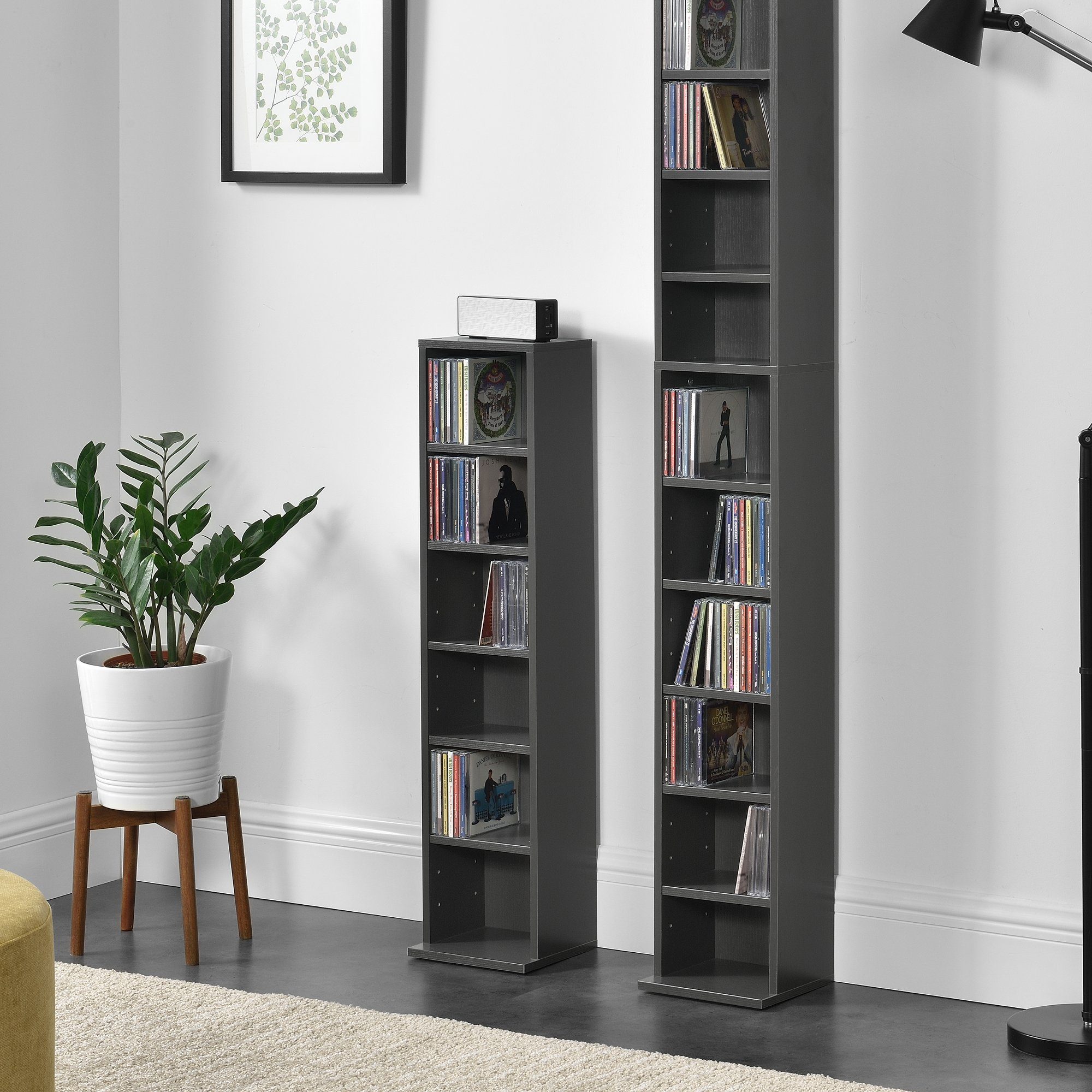 en.casa CD-Regal, Aventoft 6 Fächer Standregal Höhe 90cm