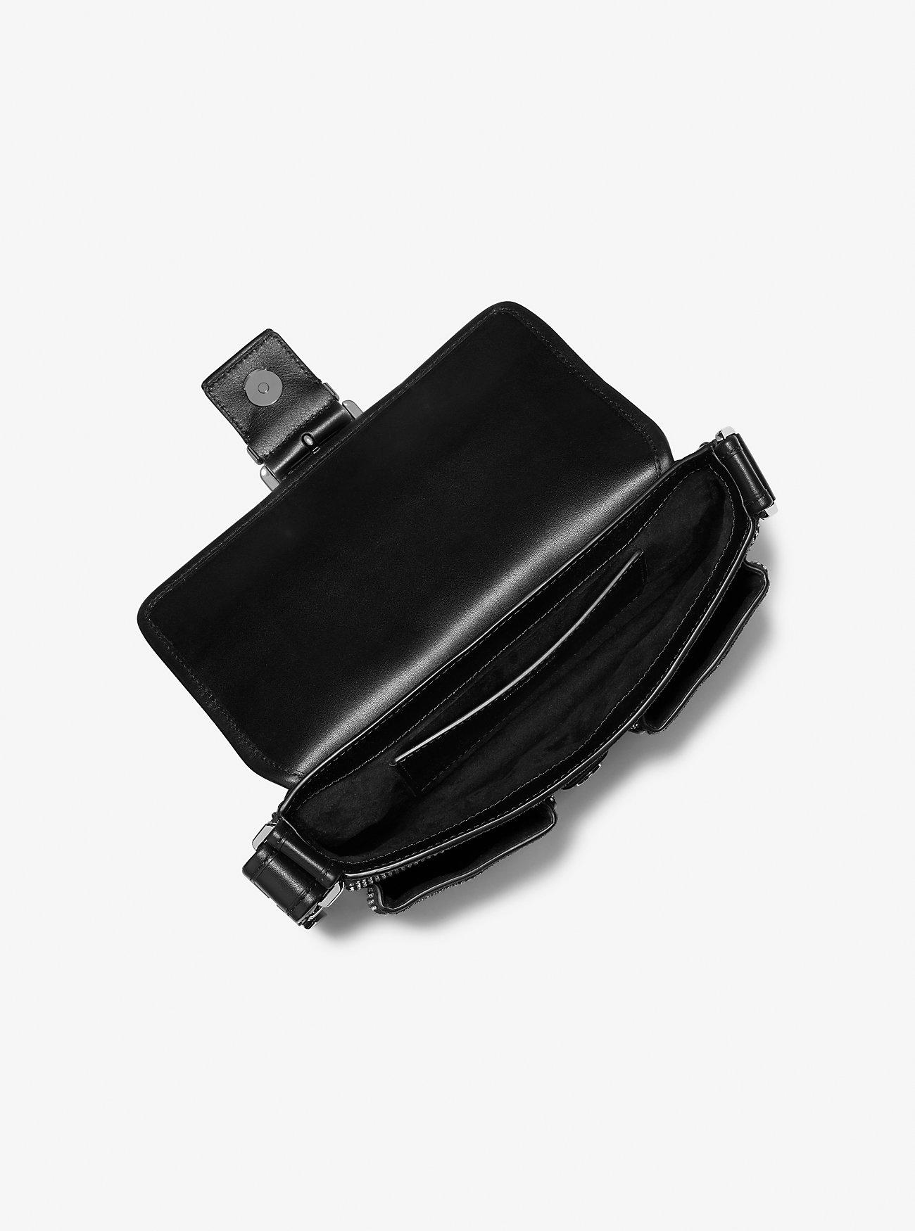 Colby Medium Embellished Suede Shoulder Bag - BLACK
