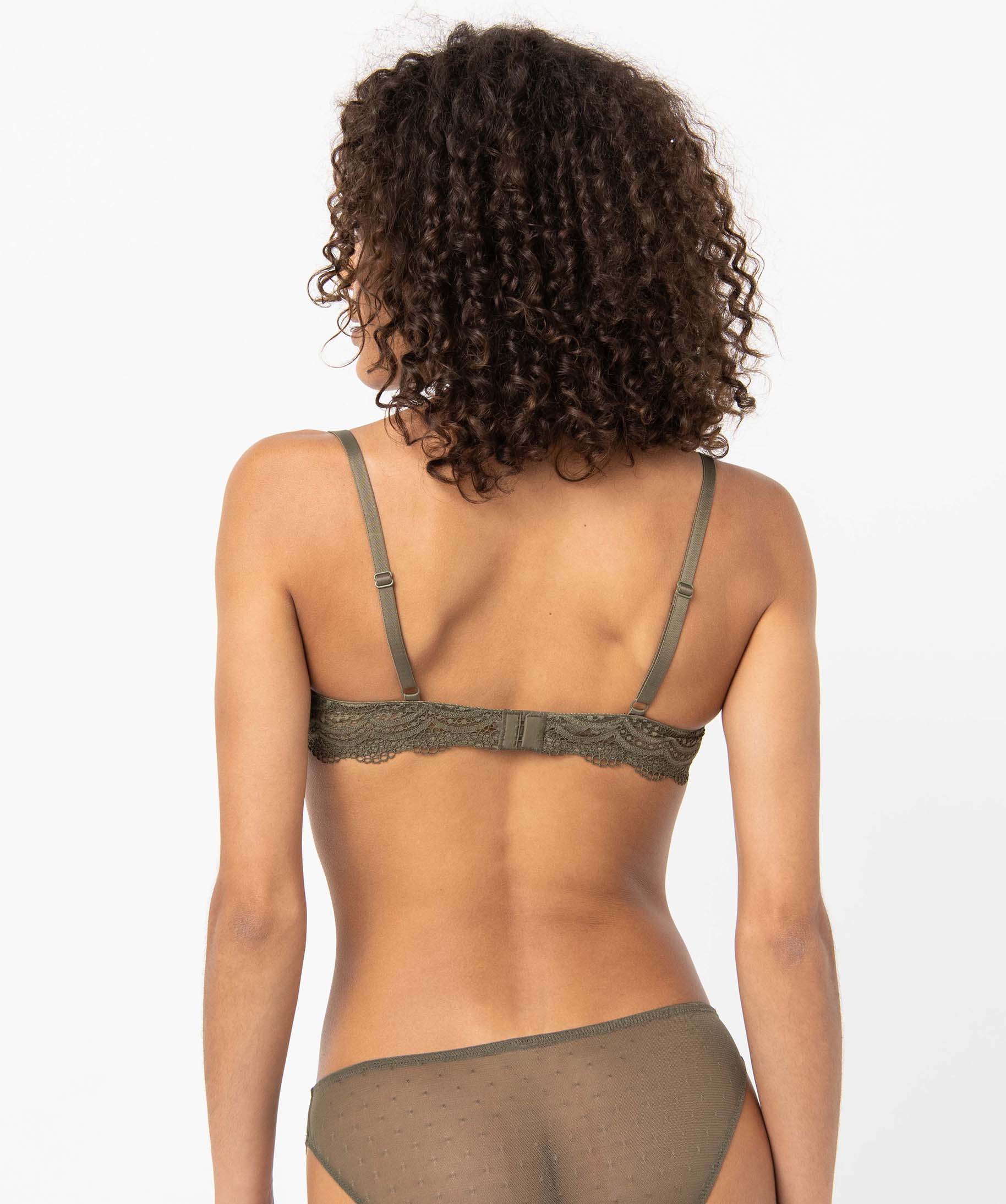 Soutien-gorge forme corbeille en dentelle femme kaki | GEMO