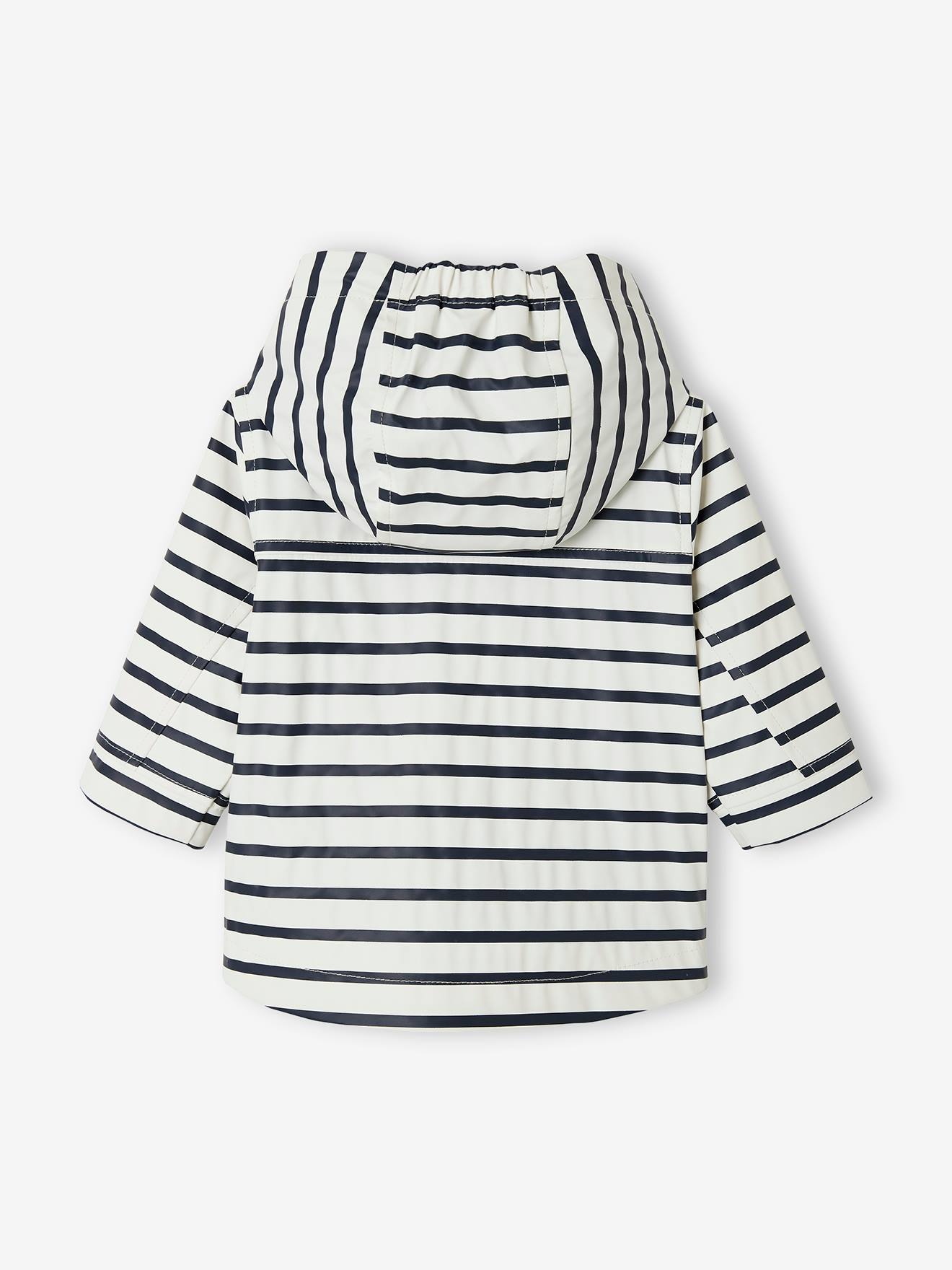 Vertbaudet Gefütterte Baby Regenjacke - wollweiß gestreift