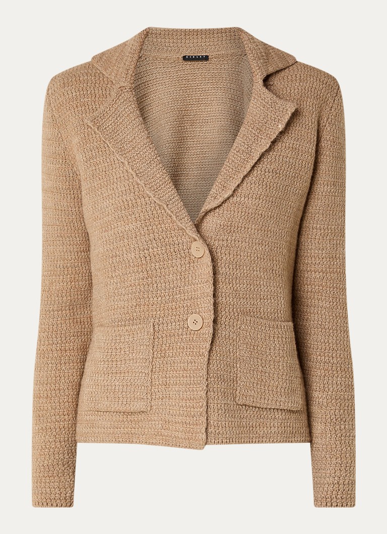 Sisley Chunky knit cardigan in wool blend with patch pockets