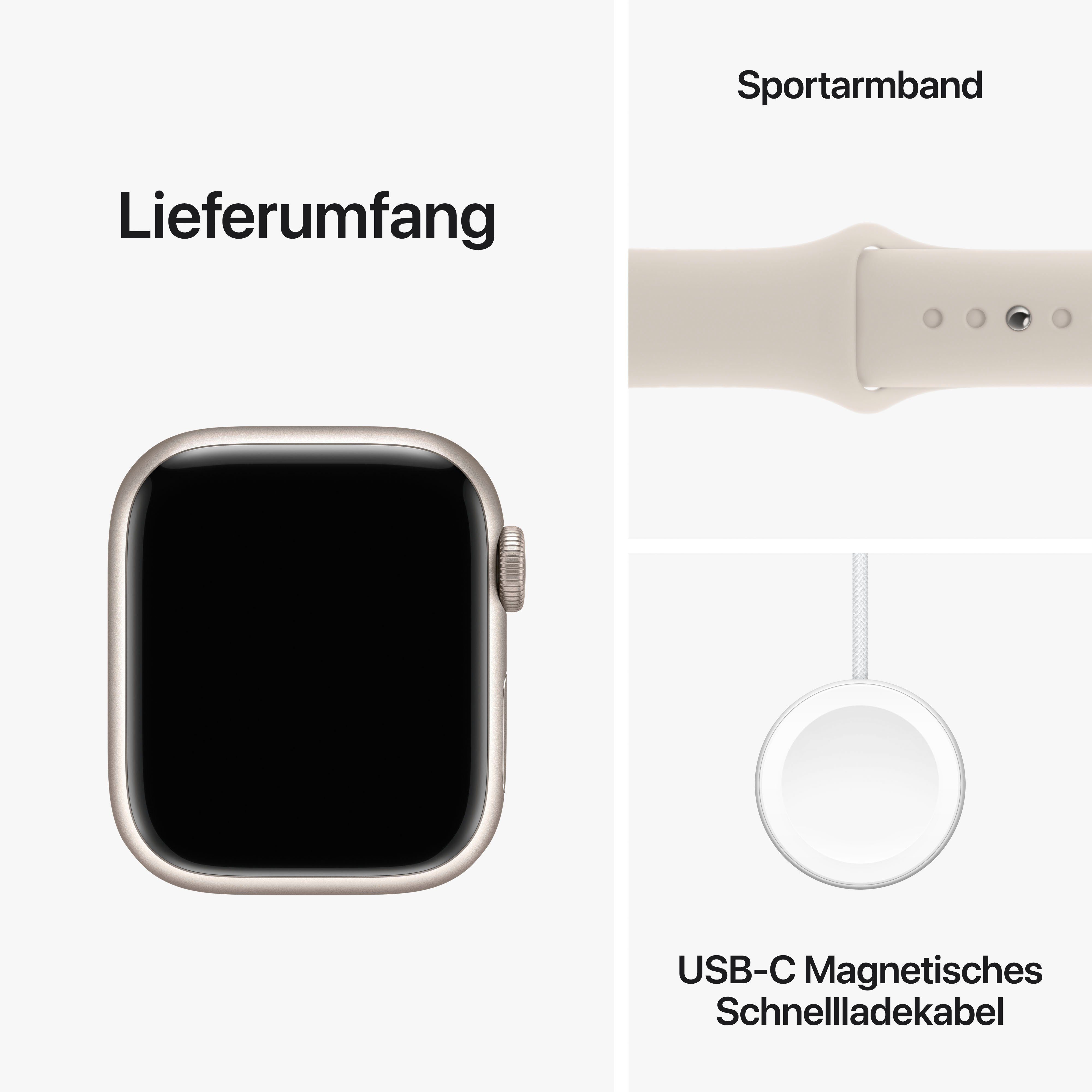 Apple Watch Series 9 GPS Aluminium 41mm M/L Smartwatch (4,1 cm/1,69 Zoll, Watch OS 10), Sport Band