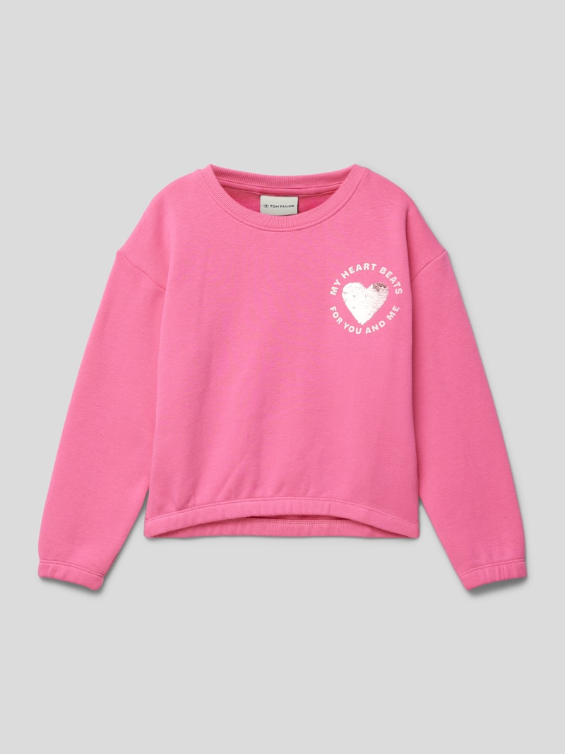 Sweatshirt mit Paillettenbesatz in pink