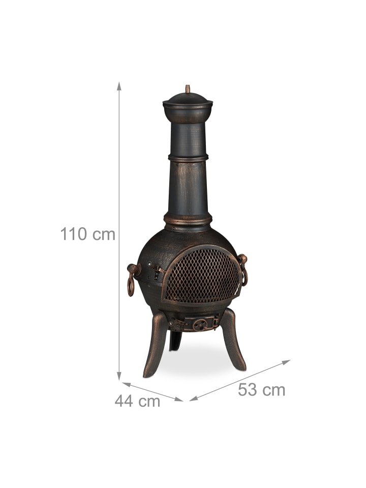 relaxdays Terrassenofen in Bronze - (B)53 x (H)110 x (T)44 cm günstig kaufen onesize