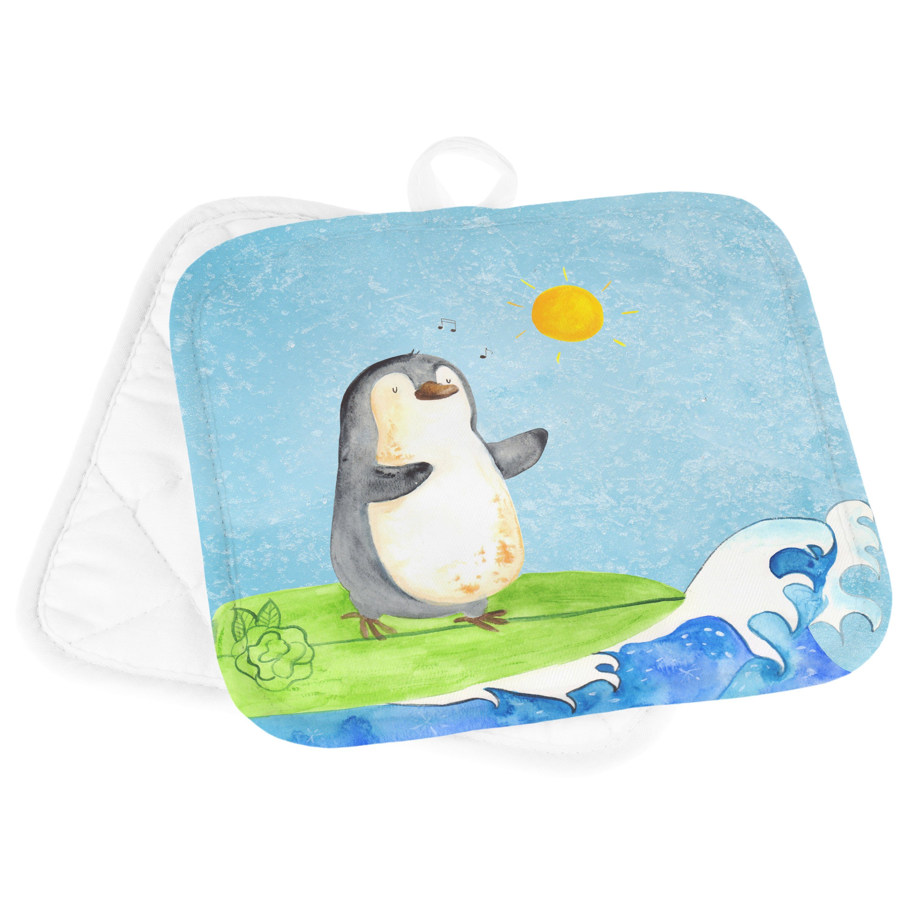 Mr. & Mrs. Panda Topflappen Pinguin Surfer - Eisblau - Geschenk, Wellen, surfen, Topflappen, Urla, (1-tlg)