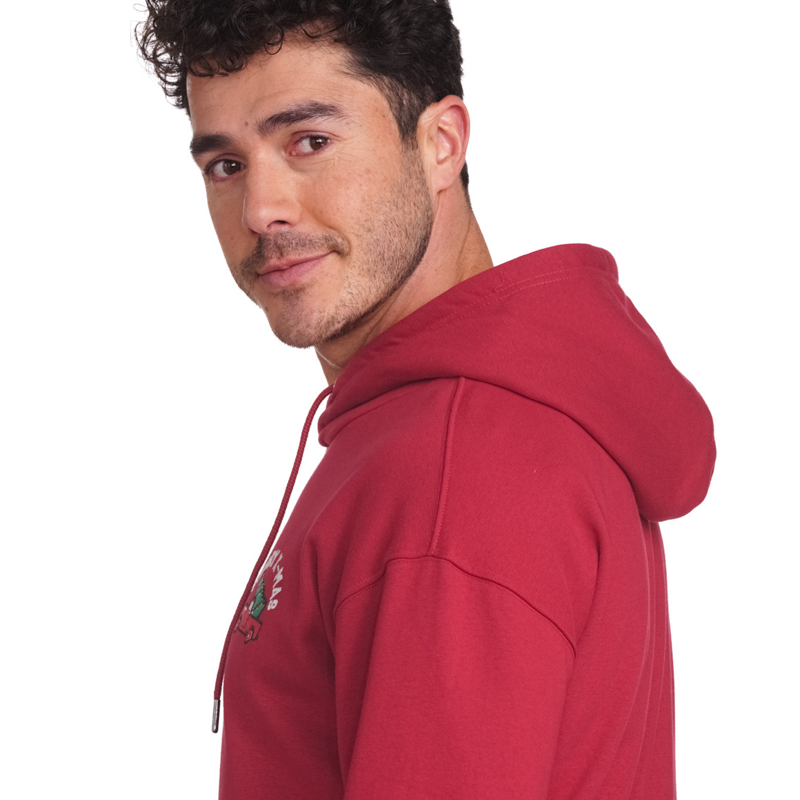 Herren Weihnachtshoodie dunkelrot