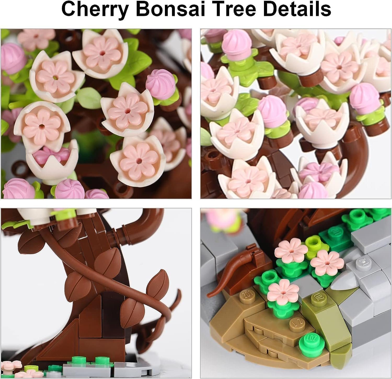 Kunstbonsai Kunstbonsai Sakura Tree Kunstpflanzen Spielbausteine Konstruktionsspi Kirschblüten, KINOMI, Nicht Kompatibel Mit Lego Baustein Geschenk