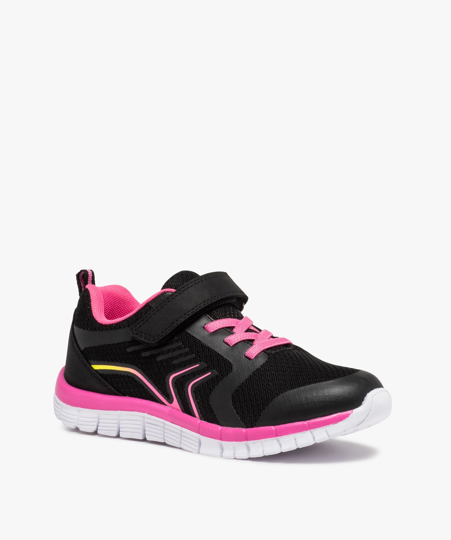 Baskets fille en mesh fermeture lacets élastiques et scratch noir | GEMO