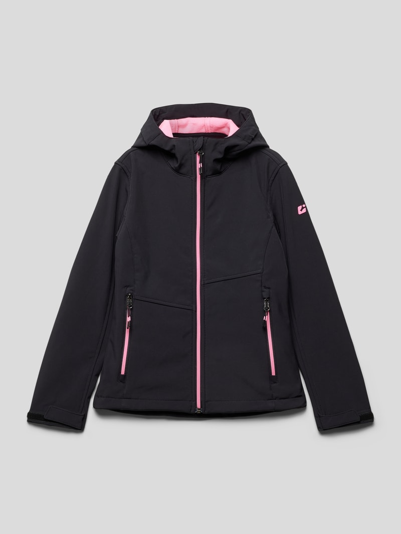 Softshell-Jacke mit Label-Detail in schwarz