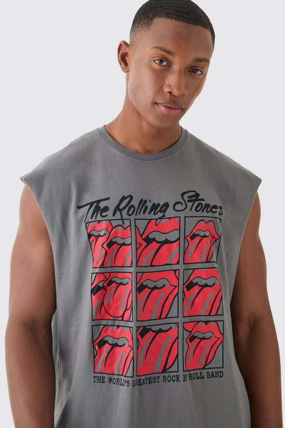 Oversize Tanktop mit Rolling Stones Print