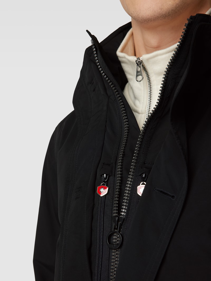 Jacke mit Label-Patch Modell 'JAGURO' in schwarz