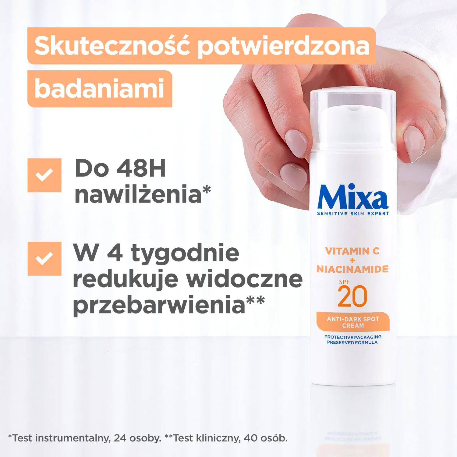 „Mixa“ veido kremas nuo pigmentacijos, vitaminas C ir niacinamidas