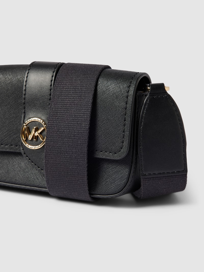 Umhängetasche mit Label-Detail Modell 'GREENWICH' in schwarz