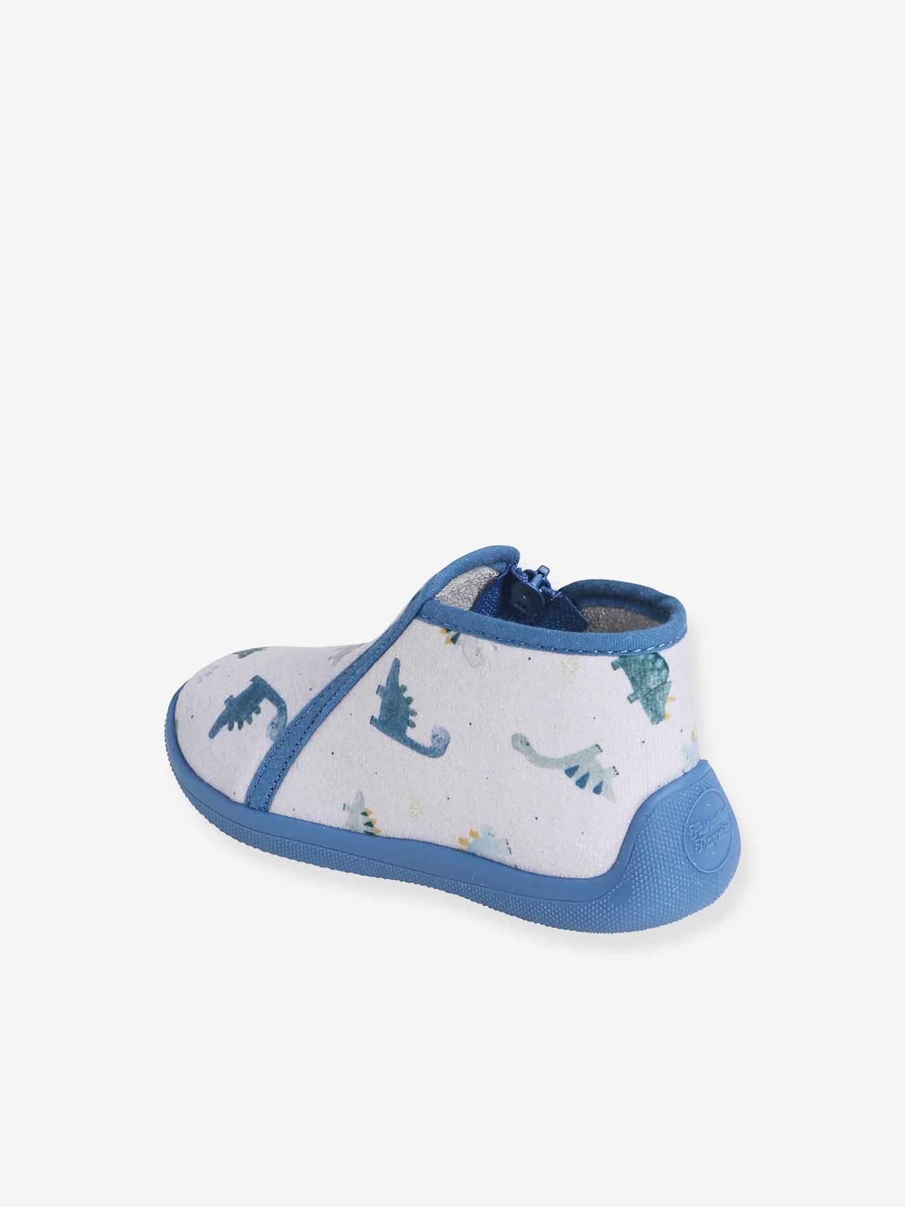 Chaussons zippés bébé garçon fabriqués en France gris imprimé