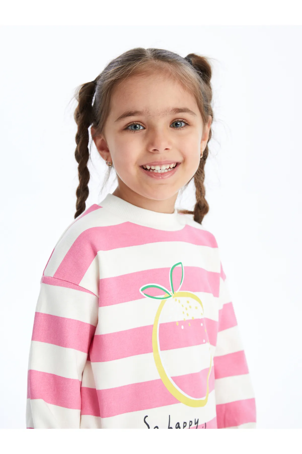 LC Waikiki  Gestreiftes Baby-Mädchen-Sweatshirt mit Rundhalsausschnitt