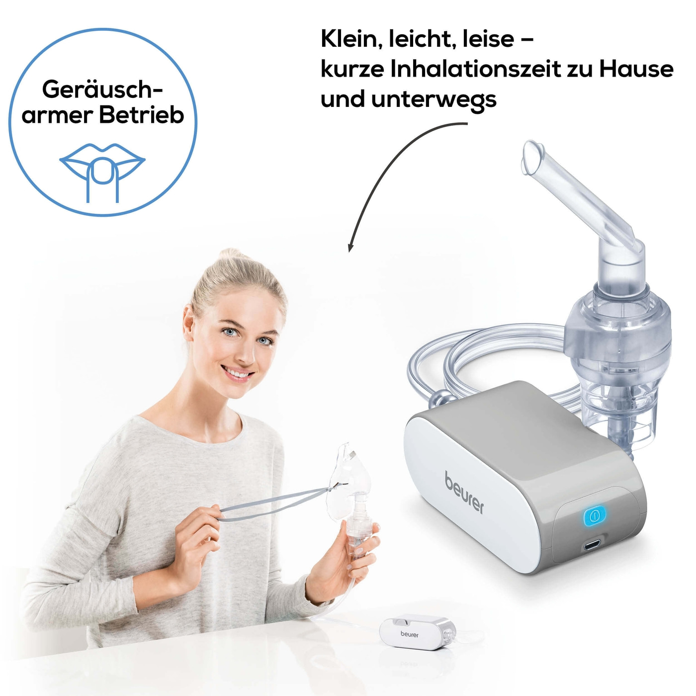 Beurer Inhalator IH 58-Inhaliergerät mit Kompressor-Drucklufttechnologie - kompakt & ideal auf Reisen