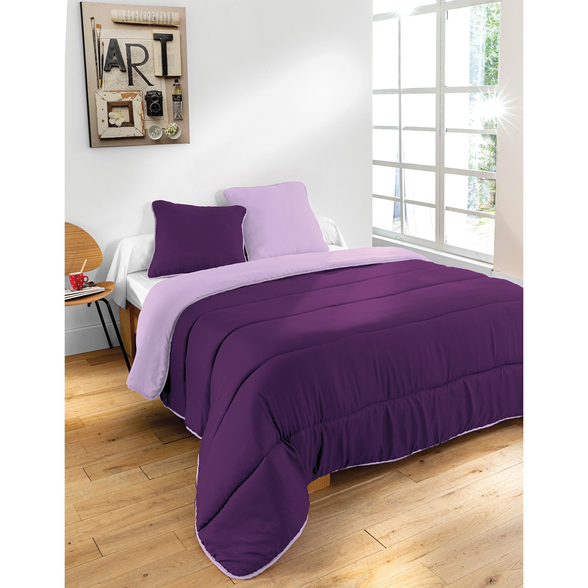 Couette bicolore microfibre 350g/m2