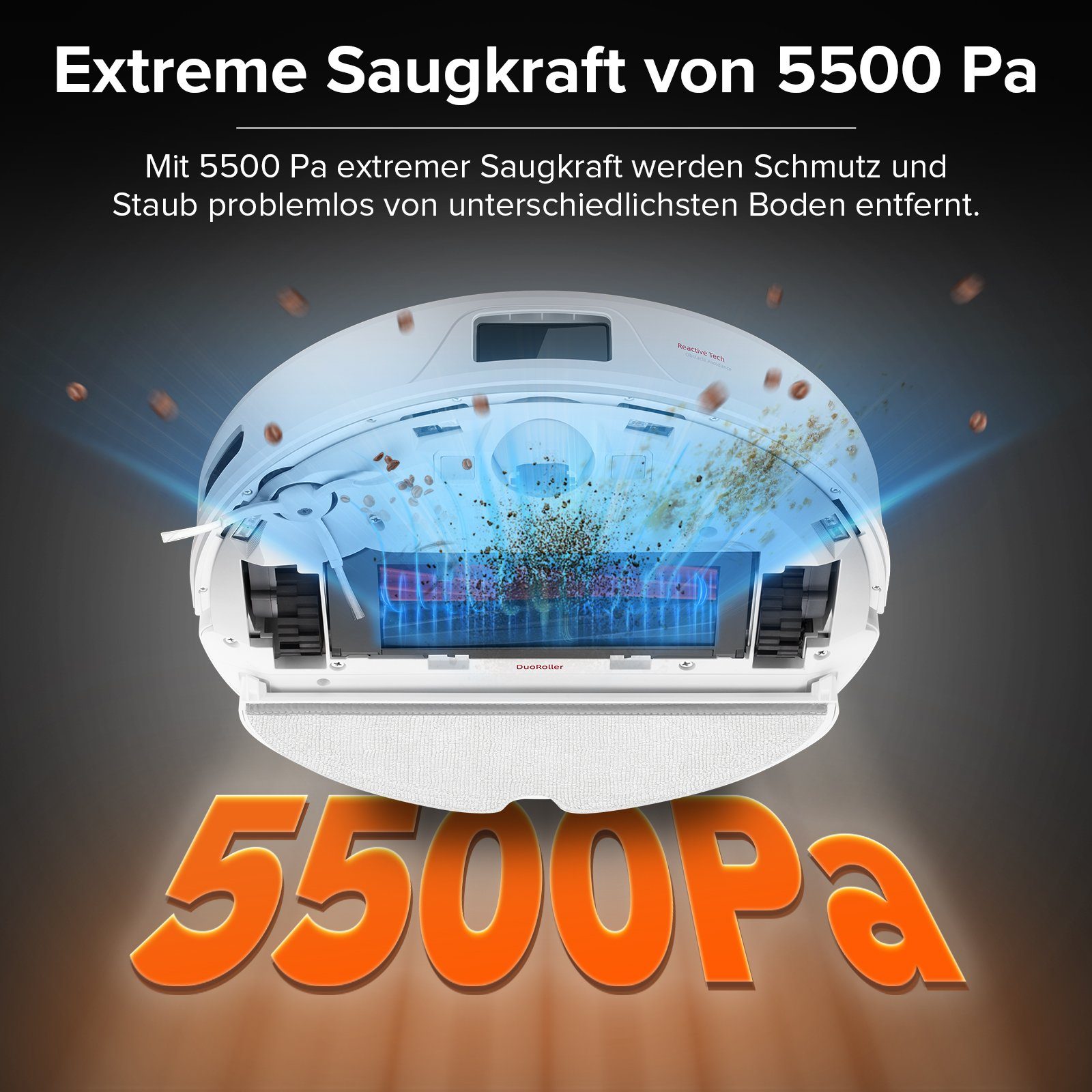 Roborock Saugroboter Q8 MAX+, 59,00 W, Saugroboterr mit selbstentleerender Absaugstation (7 Wochen) , DuoRoller-Bürste, 5500 Pa Saugkraft, No-Go-Zonen, Reinigung entlang der Bodenlinien, Sprach-/App-Steuerung, Q7 MAX+ Update