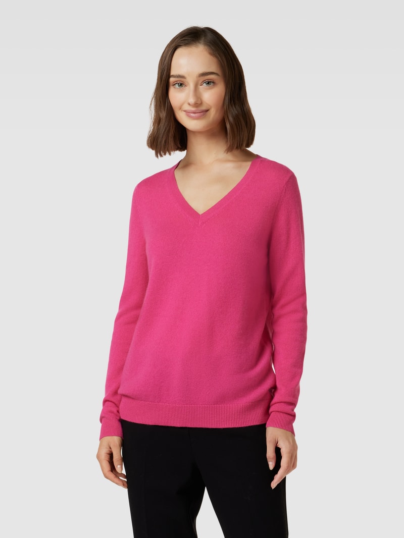 Strickpullover aus Kaschmir mit V-Ausschnitt in pink
