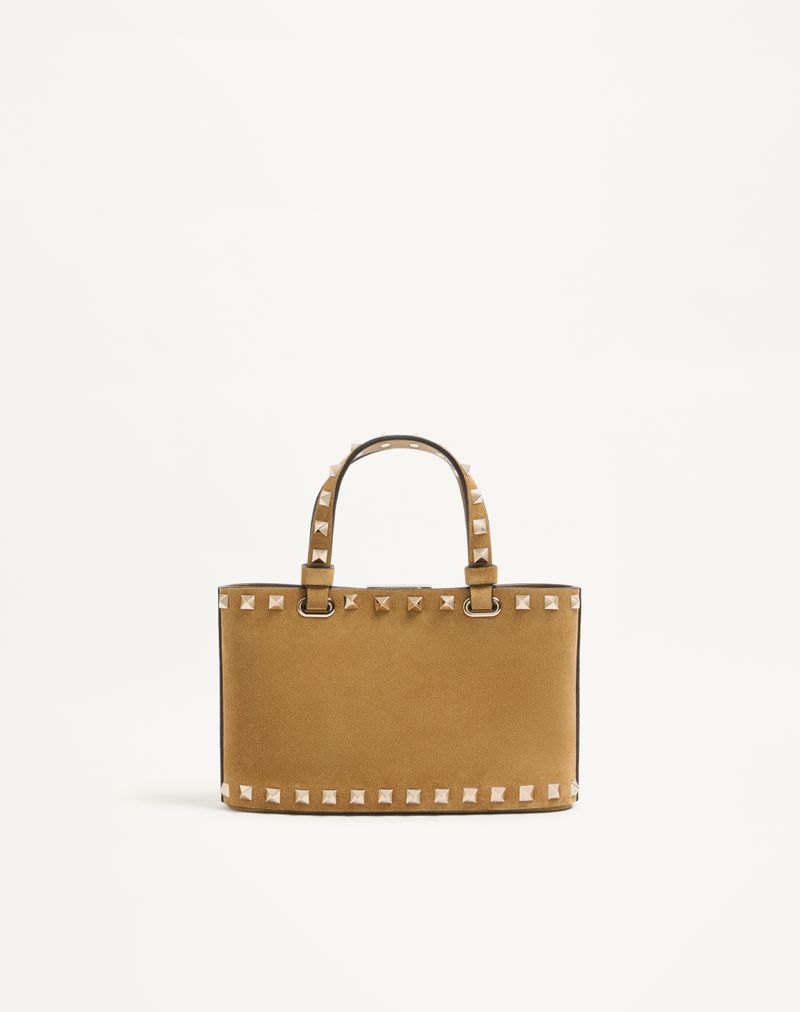 Mini sacola de compras Rockstud em camurça