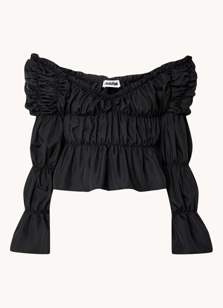 Laagam  Sadie top met smockwerk en V-hals