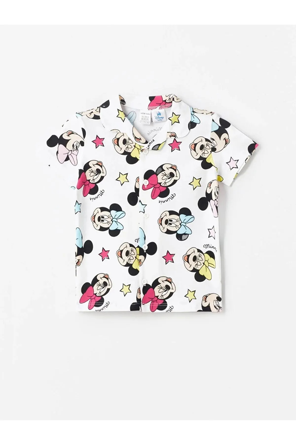 LC Waikiki  LCW Baby-Pyjama-Set mit Polo-Kragen und kurzen Ärmeln, Minnie Mouse-Aufdruck für Mädchen