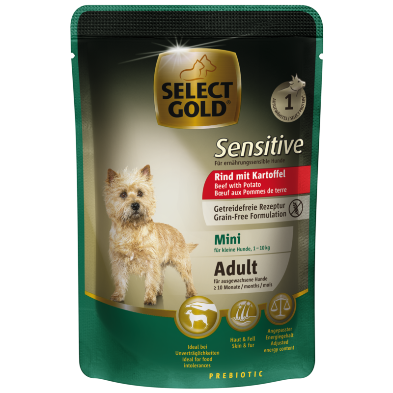 SELECT GOLD Hundenassfutter SELECT GOLD Sensitive Adult 12x100g Rind mit Kartoffel