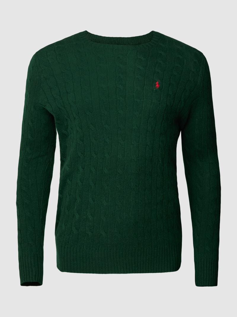 PLUS SIZE Strickpullover mit Zopfmuster in dunkelgrün