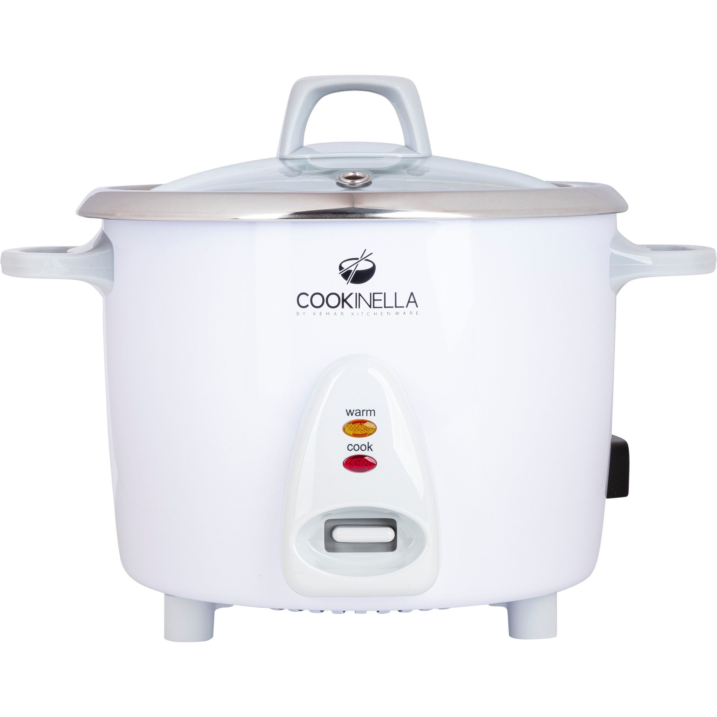 KeMar Kitchenware Reiskocher KRC-200, 500 W, Innentopf aus Edelstahl, Glasdeckel, Bambuslöffel