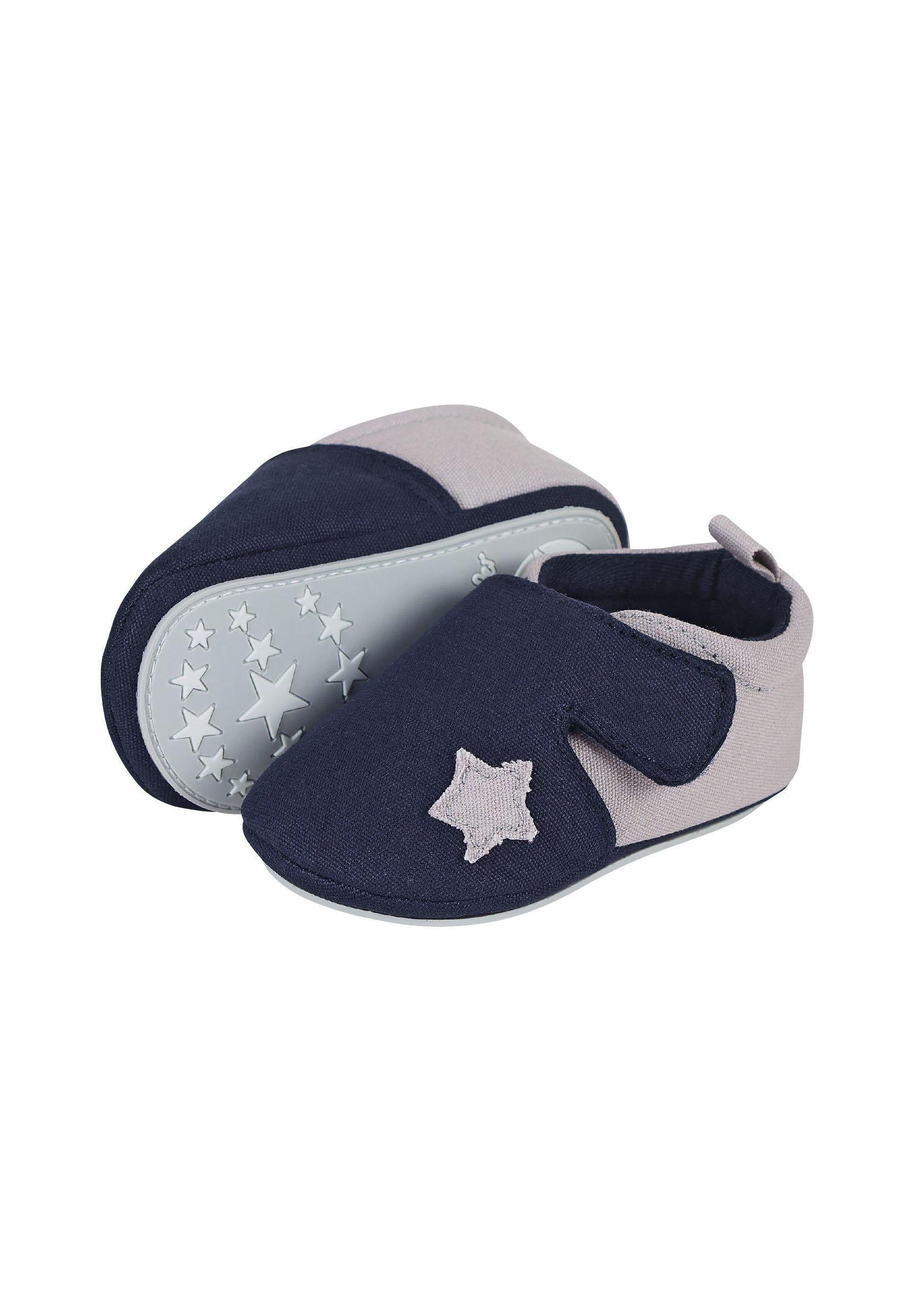 Baby Krabbelschuh aus Canvas mit Applikation Stern