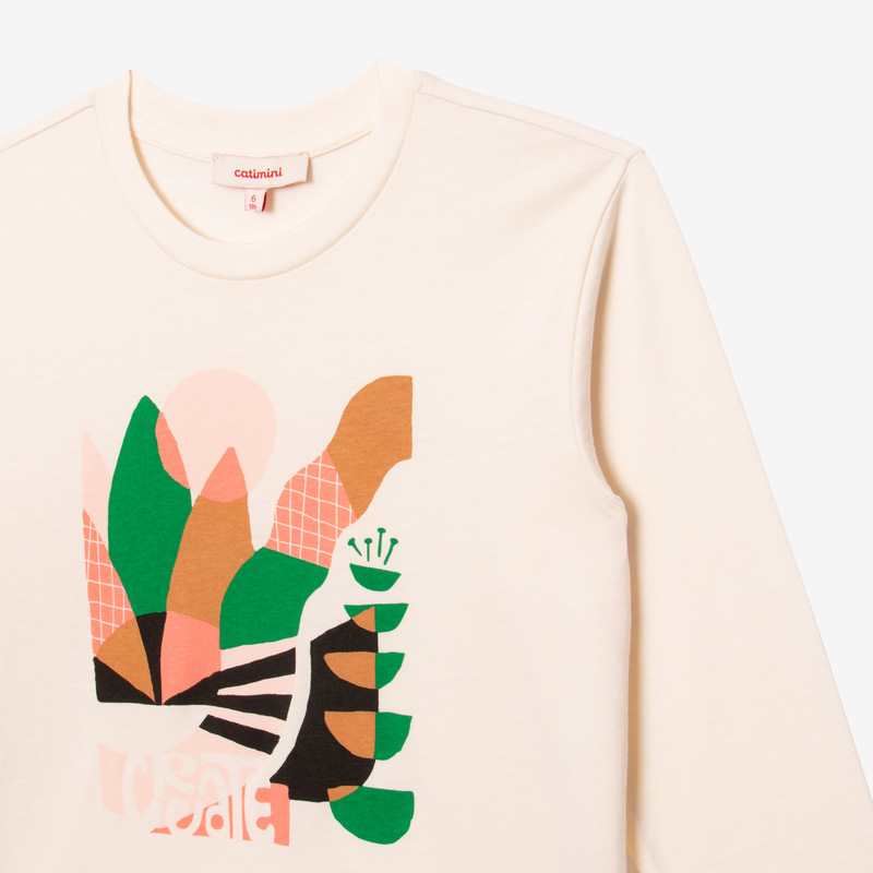 Tee-shirt fille visuel abstrait en coton recyclé blanc Catimini