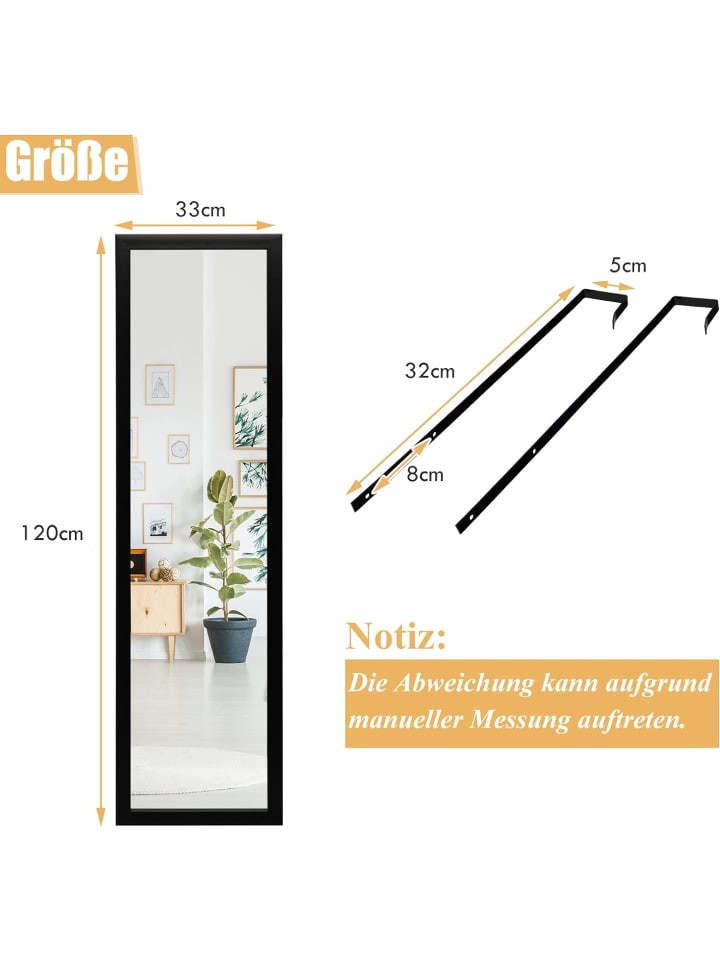 COSTWAY Ganzkörperspiegel in Schwarz günstig kaufen onesize