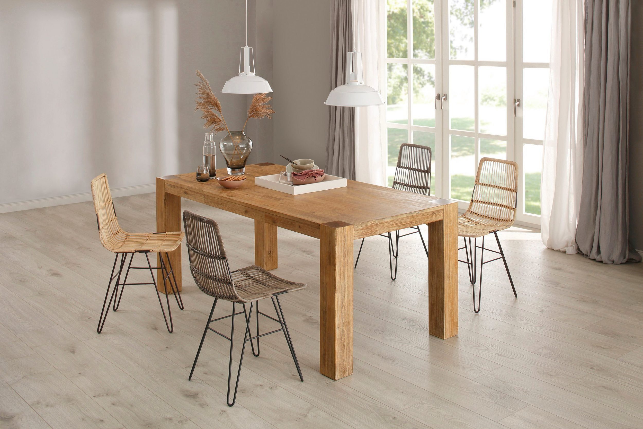 loft24 Rattanstuhl Felicia (2er-Set, 2 St), Esszimmerstühle, SItzhöhe 48 cm