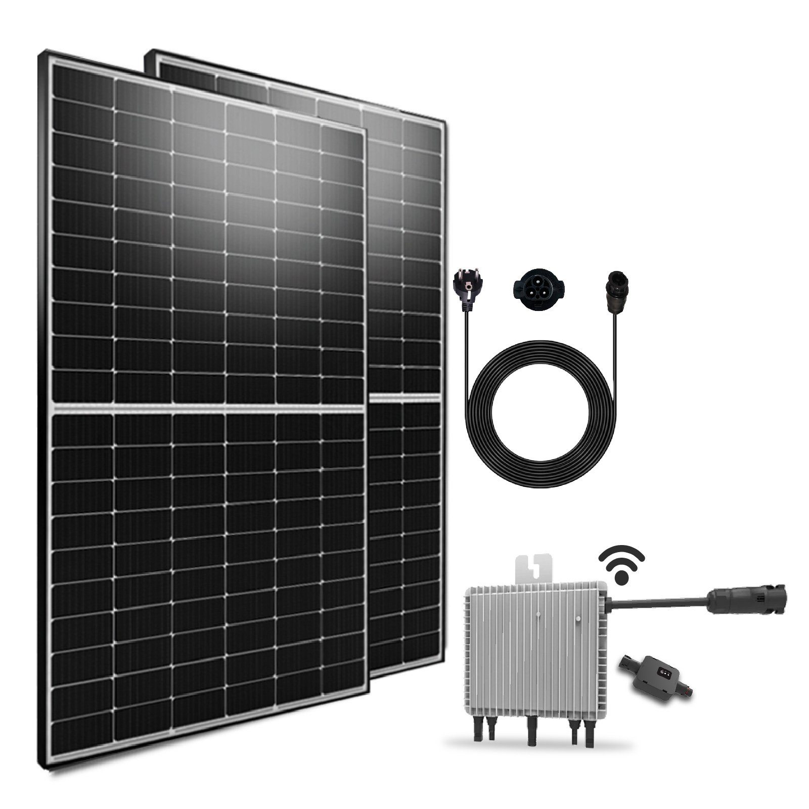 EPP.Solar Solaranlage Balkonkraftwerk 1000/ 800 Watt Photovoltaik Mini-PV Anlage, Monokristallin, (DEYE WLAN Wechselrichter 600W Upgradebar auf 800W, Balkon Mini-PV Anlage, genehmigungsfrei Solarpanel Solarmodul, Antireflexbeschichtung, Wasserdichtig