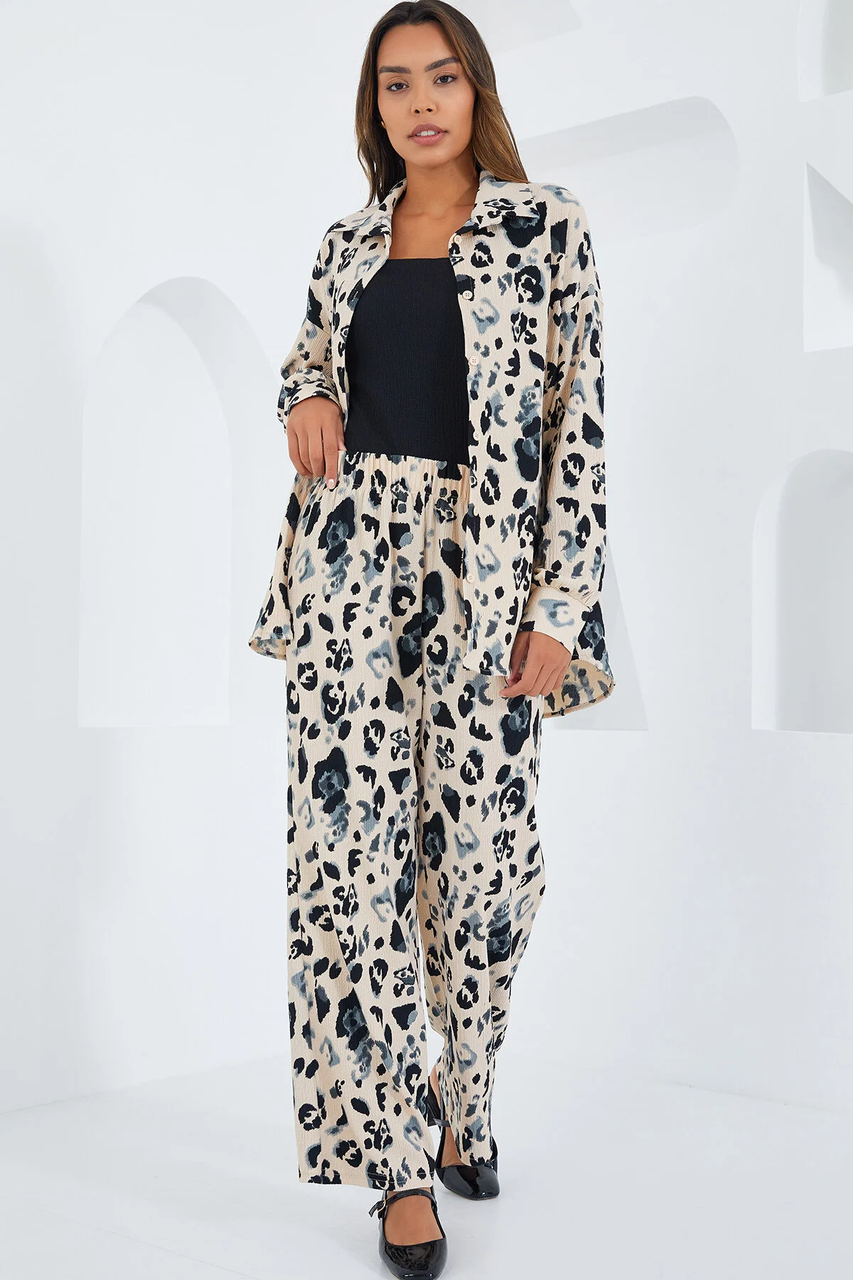 Bigdart  Damen Doppelanzug aus Strick in Ecru und Schwarz mit Muster 5858