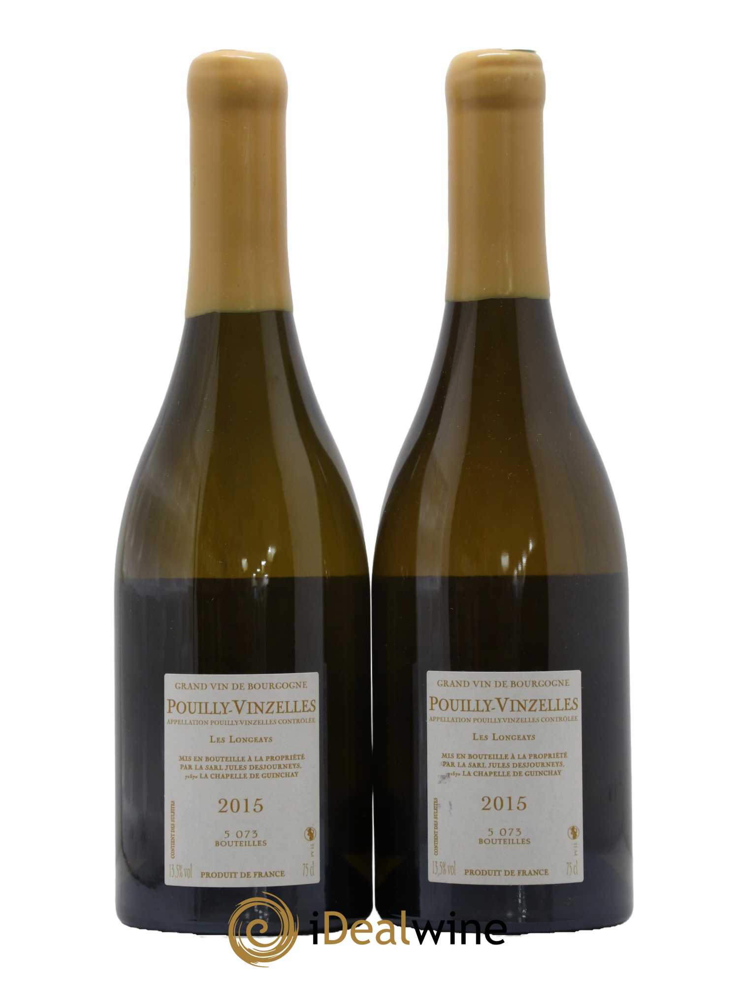 Pouilly-Vinzelles Les Longeays Jules Desjourneys  2015 - Lot de 2 Bouteilles
