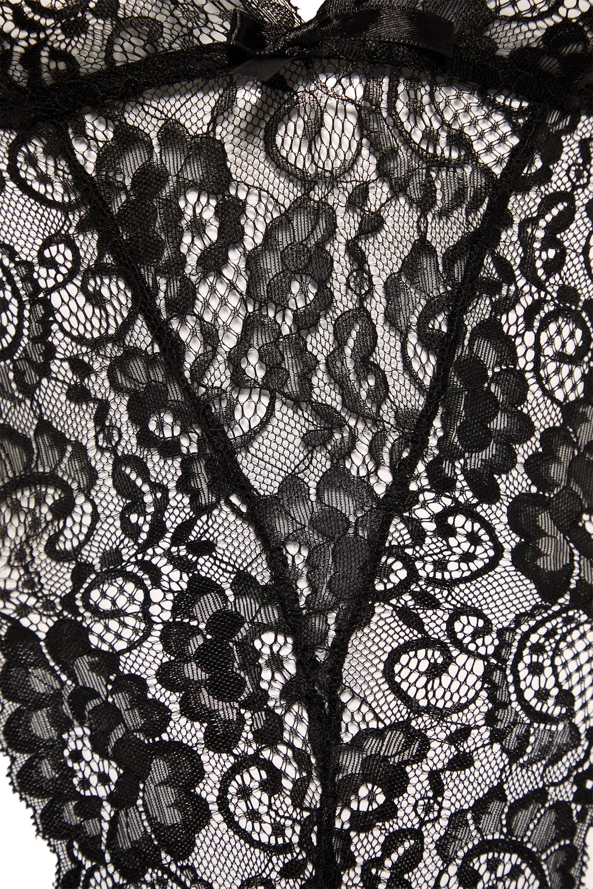 Trendyol Collection  Schwarzer Strick-Body mit Schnürriemen und Druckknöpfen aus Spitze THMAW23BD00008
